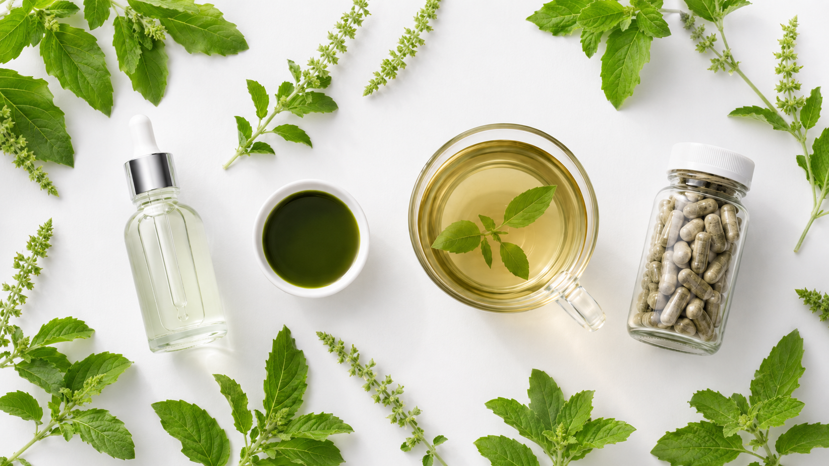 สารสกัดกะเพราชนิดน้ำ อุดมยูจีนอล (Holy Basil Extract) สารสกัดกะเพราชนิดน้ำ อุดมยูจีนอล (Holy Basil Extract)
