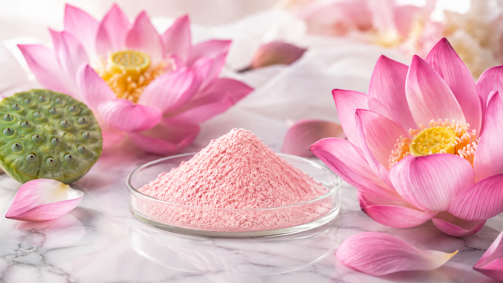 ผงสารสกัดบัวชมพู อุดมแอนโทไซยานิน ชนิดผง (Pink Lotus Extract Powder / Nelumbo nucifera)