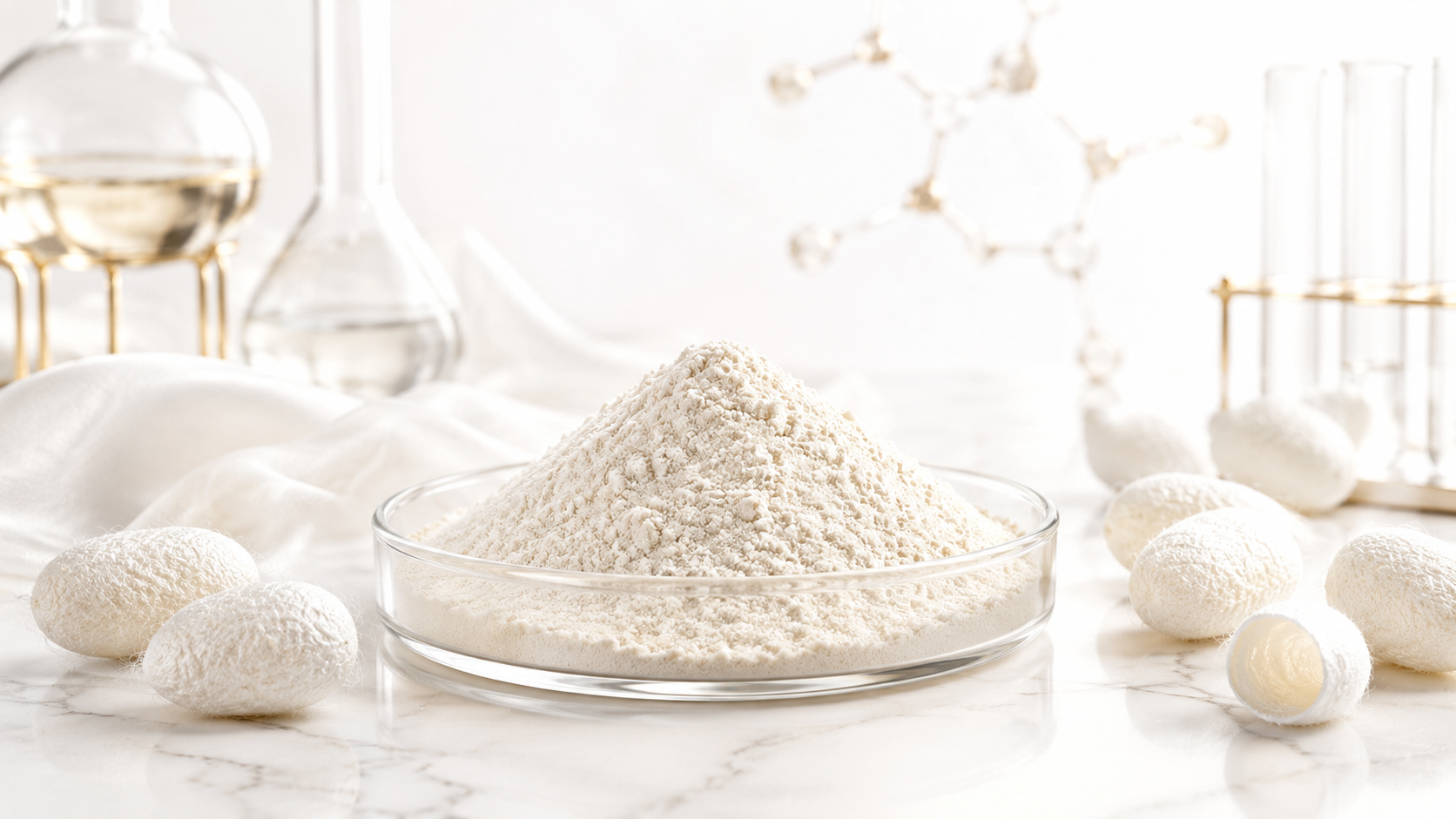 ผงสารสกัดรังไหม อุดมโปรตีนเซริซินและกรดอะมิโนจากไหม (Silk Cocoon Extract) ผงสารสกัดรังไหม อุดมโปรตีนเซริซินและกรดอะมิโนจากไหม (Silk Cocoon Extract)