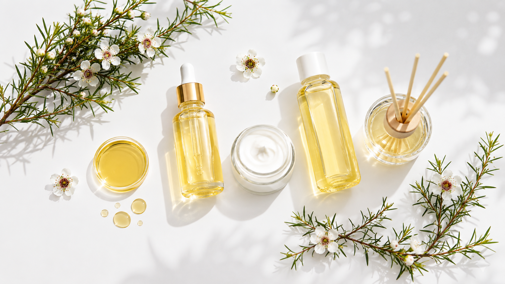 น้ำมันหอมระเหยมานูก้า อุดมเบต้า-ไตรคีโตน (Manuka Essential Oil) น้ำมันหอมระเหยมานูก้า อุดมเบต้า-ไตรคีโตน (Manuka Essential Oil)