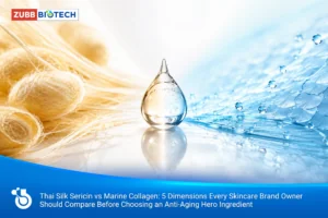 เซริซินจากรังไหมไทย (Sericin) vs คอลลาเจนทางทะเล (Marine Collagen): 5 มิติที่เจ้าของแบรนด์ Skincare ต้องเปรียบเทียบก่อนเลือกสารหลัก Anti-Aging สารสกัด, โรงงานผลิตเครื่องสำอาง, รับผลิตเครื่องสำอาง, OEM เครื่องสำอาง, Anti-Aging, สารต้านริ้วรอย, เซริซิน, Sericin, รังไหม, คอลลาเจนทางทะเล, Marine Collagen, ทรัพย์ ไบโอเทค
