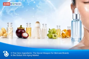 5 สารหลักจากทรัพยากรไทย: อาวุธลับของแบรนด์สกินแคร์ในตลาด Anti-Aging โลก Made in Thailand, สารสกัด, โรงงานผลิตเครื่องสำอาง, รับผลิตเครื่องสำอาง, Anti-Aging, สารต้านริ้วรอย, แบรนด์ Skincare ไทย, Hero Ingredient, สารสกัดไทย, ทรัพย์ ไบโอเทค